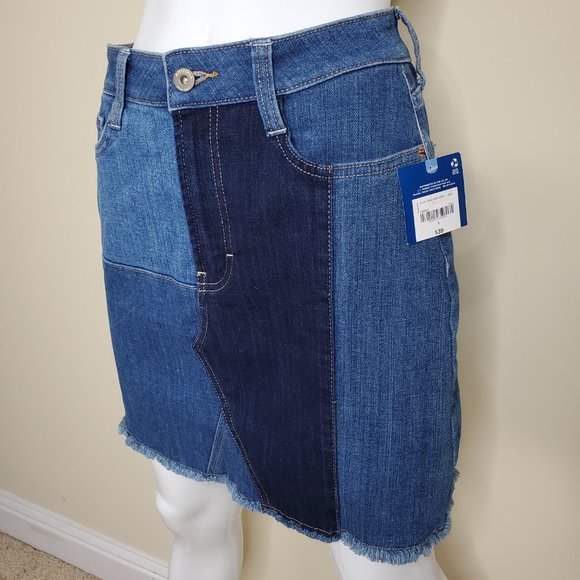 Arizona High Waist Jean Mini Skirt With Patchwork SZ 5 - Picture 7 of 8